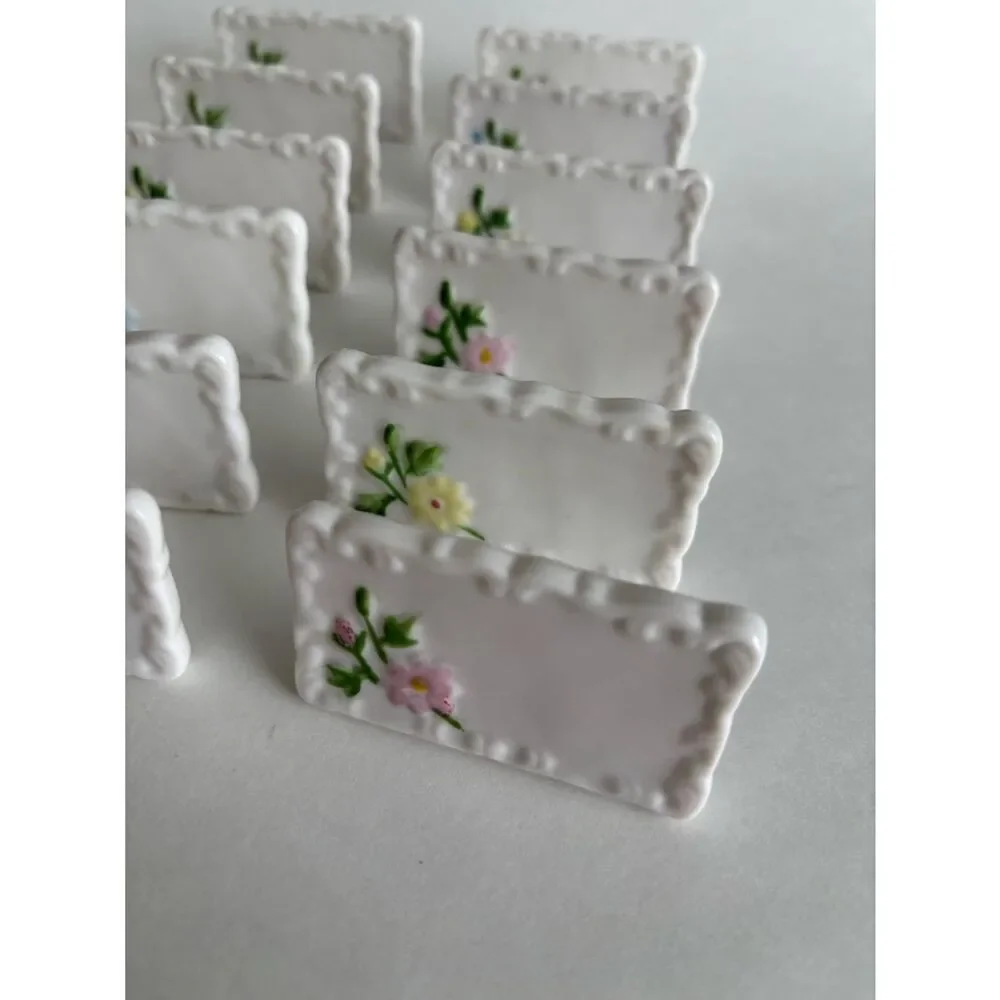 Vintage Shafford Porcelain Flower Name Place Card Set Of 24
